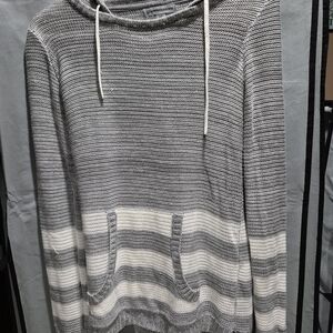 Gray and White Striped Sweater